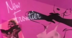 Bra and geopolitics- a still from Donald Fagen's New Frontier video.