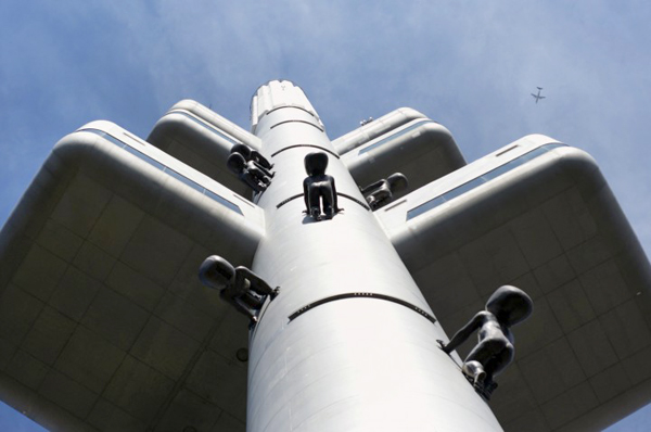A detail of the Zizkov TV tower.